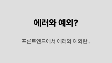 프론트엔드에서의 에러와 예외